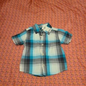Oshkosh Plaid Short Sleeve Button Down Size 9MOS